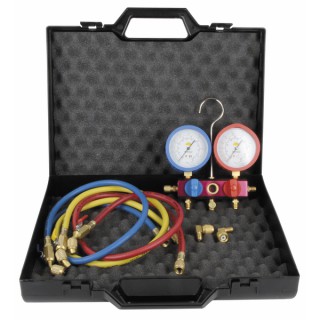 2-Way manifold with ball valve and manometer - GALAXAIR : M2BS-F-BC