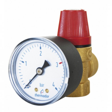 Heating valve with manometer FF15x21 / FF1/2 - DIFF