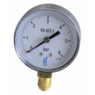 Water & air pressure gauge 0/6 bar ø63mm