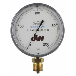 Round manometer 0 to 200 bars ø 110mm m1/2"