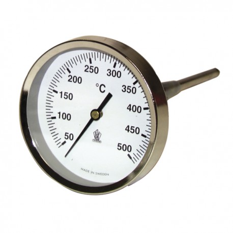 Round smoke thermometer 50 to 500°c ø80mm probe 15 - DIFF