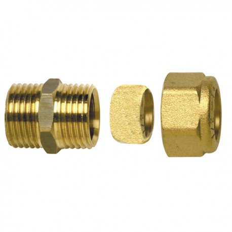 Fitting with ring - Straight M3/8 x tube 10mm  (X 10) - DIFF