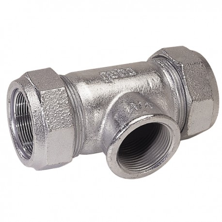 Compression fitting tapped cast iron tee T 26.9x26.9xF3/4" - GEBO : 01.150.04.02