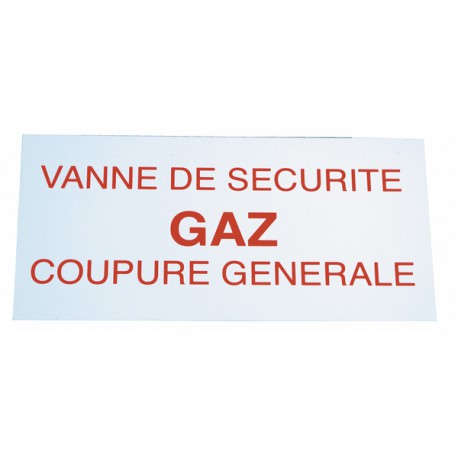 Rigid polystyrene label - Safety gas valve main cut-off  - DIFF