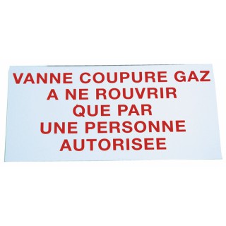 Rigid polystyrene label - Gas cut off valve to reopen only by an authorized person - DIFF