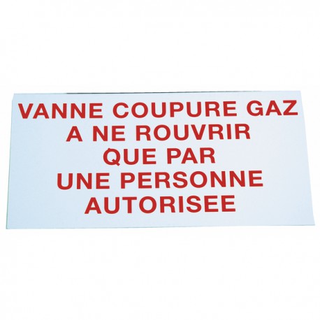 Rigid polystyrene label - Gas cut off valve to reopen only by an authorized person - DIFF