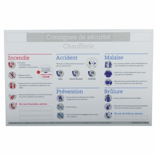 Rigid polystyrene label - Security instructions for boiler room - DIFF