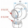 Valves and fittings - Wall unit F1/2" Collar-beaten nut 14mm - DIFF