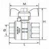 Ball valve FF butterfly handle 3/8" - DIFF