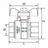 Ball valve FF butterfly handle 1/2" - DIFF