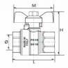 Ball valve MF butterfly handle 3/8" - DIFF