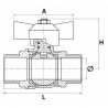 Ball valve MM butterfly handle 3/8" - DIFF