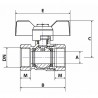 Ball valve FF butterfly handle PN 40 3/4? - DIMPEXP : 1342-34