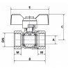 Ball valve FF butterfly handle PN 40 3/4" - DIMPEXP : 1342-34