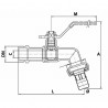 Ball valve garden tap, hose connector 1/2" 3/4" - DIFF
