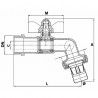 Ball valve garden tap, hose connector 1/2" 3/4" - DIFF