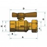 Water meter isolation ball valve straight FF 3/4" - DIFF