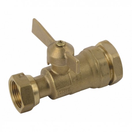 Water meter isolation ball valve straight for PE tube 3/4" - DIFF
