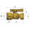 Water meter isolation ball valve straight for PE tube 3/4" - DIFF