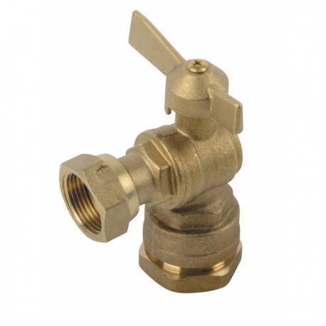 Water meter isolation ball valve angled for PE tube 3/4" - DIFF