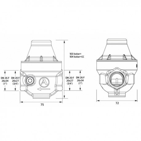 Isobar water pressure reducer FF 3/4 composite cover ISO20FCC  - ITRON : ISO20FCCMG