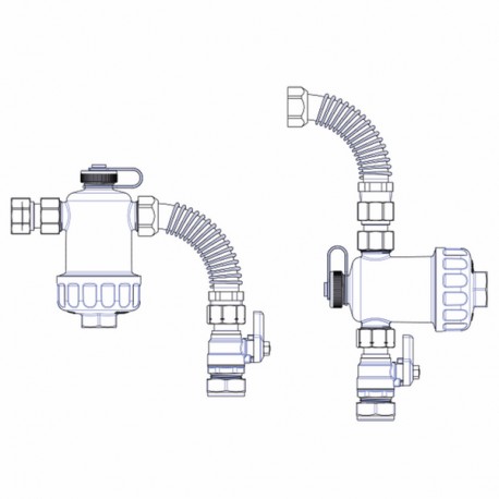 Magnetic filter MGF white with valve and compression fitting 22 - RBM : 37010510