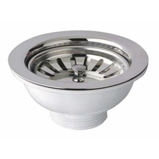 Manual sink drain with basket without over flow