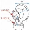 Valves and fittings - Wall unit F1/2" biconic 12mm - DIFF