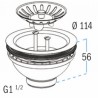 Sink waste plug with basket, no overflow pipe - NICOLL : 0204122