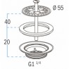 Brass drained waste plug L2262 - NICOLL : 0501026