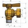 Water meter isolation ball valve angled MF 1/2" 3/4" - DIFF